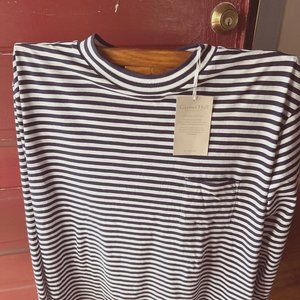 Garnet Hill Striped Organic Cotton Long-Sleeve Tee NWT